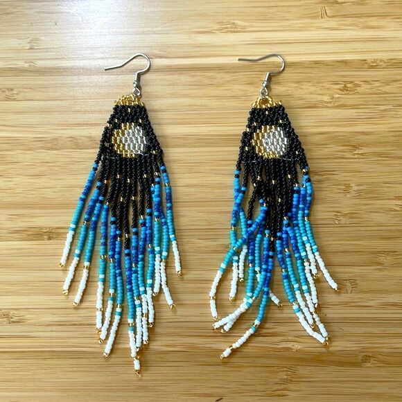 Colorful Bohemian Beaded handmade Tassel Pendant Dangle Earrings - Picture 1 of 2